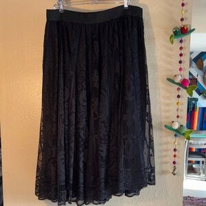 NWOT BLACK LACE, MAXI SKIRT SIZE XL. DOUBLE LAYERED. WAIST IS 36